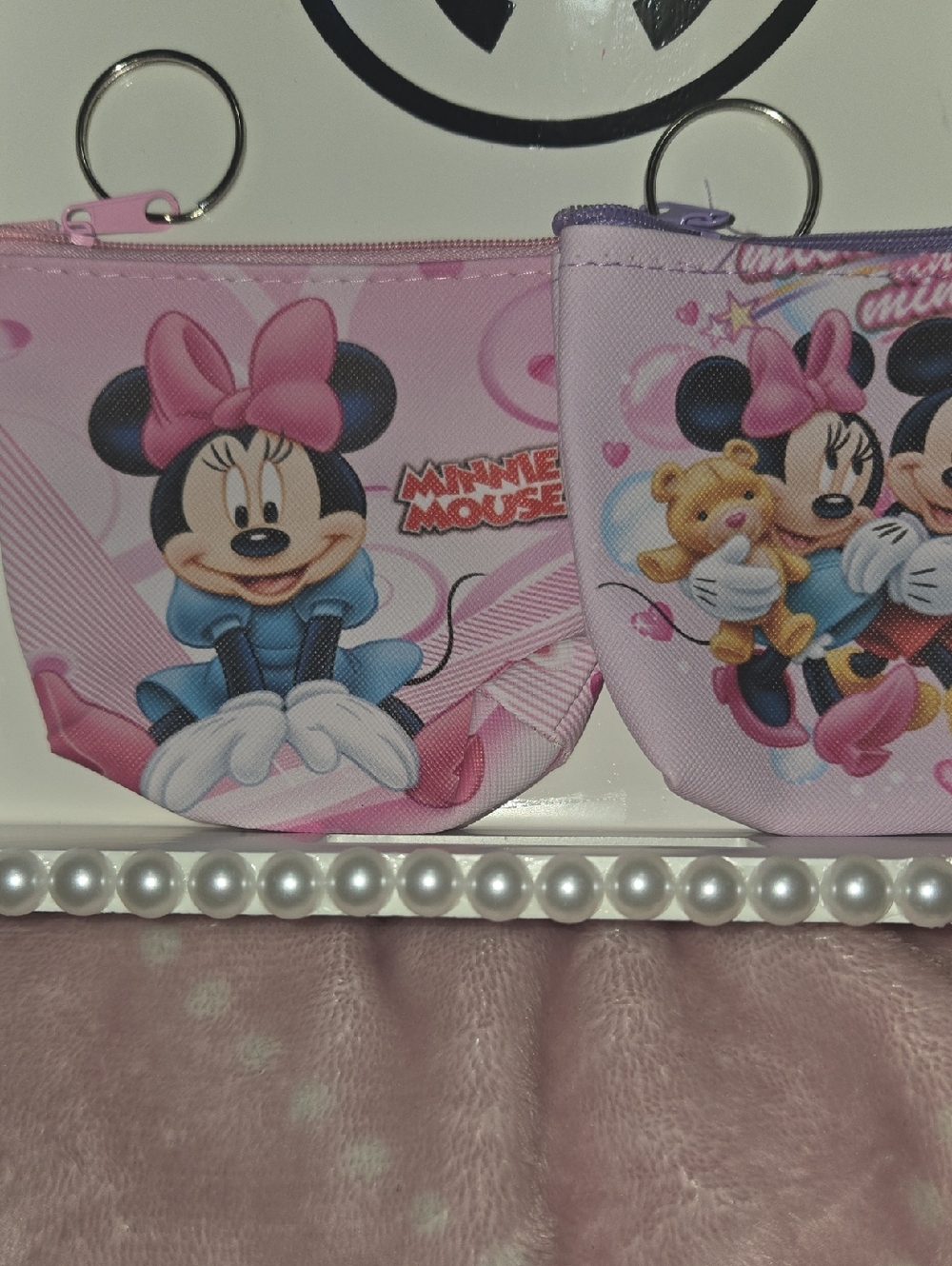 NEW 2 Pc Coin Pouch Pink And Purple Keychain